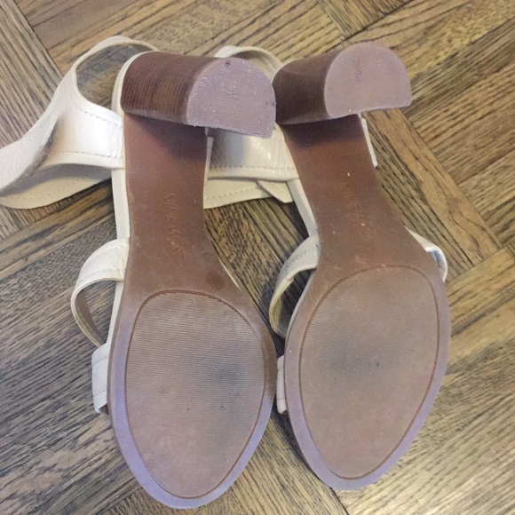 Nine West nude leather block heel sandals Sz 7 - Picture 4 of 6